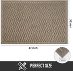 Sturdy Front Door Mat, Absorbent Muddy Dirt Resist Welcome Door Mats Outdoor Indoor, Stain and Fade Resistant, Non-Slip Rubber Backing Low Profile Doormat for Entryway, 47×32, Beige