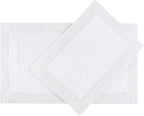 Bedding Craft Cotton Bathroom Mat Set, Reversible Water Absorbent Bath Mat Rug, Machine Washable, 2 Pieces (17x24 + 21x34)