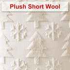 OTOSTAR Set of 2 Xmas Soft Plush Short Wool Velvet Decorative Throw Pillow Covers Square Luxury Style Cushion Case Pillow Shell for Sofa Bedroom Tree and Snowflake Cream Beige, 22x22 Inch