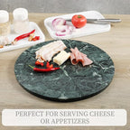 Koville Indian Marble Cutting Board for Kitchen, 16" Round Hand Crafted Marble Slab for Cheese, Charcuterie, Pastry Board - Wedding Gift, House Warming Gift(Indian Green)