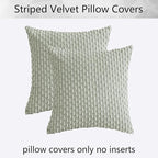 Kevin Textile 2 Packs Light Green Decorative Throw Pillow Covers 20x20 Inch for Living Room Couch Bed Sofa Spring Soft Striped Corduroy Square Cushion Case 50x50 cm Rustic Farmhouse Boho Home Decor