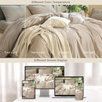 MooMee Bedding Duvet Cover Set 100% Washed Cotton Linen Like Textured Breathable Durable Soft Comfy (Heathered Taupe, Full 80"x90")