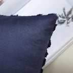 decorUhome Fall Throw Pillow Covers 18x18 Inch Set of 2, Soft Plush Decorative Faux Fur Navy Blue Solid Couch Pillow Covers, Accent Farmhouse Neutral Square Euro Pillow Cases for Sofa Bed Living Room