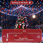 300LED 75FT Christmas Lights Indoor, LED Christmas Tree Decoration Lights with 12 Modes & Timer Memory, Dimmable Plug In Waterproof LED Xmas Light for Yard Wedding Party Holiday Red White & Blue