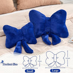 Bow Pillow, Soft Bow Decorative Pillows with Faux Rabbit Fur, Cute Bow Throw Pillows, Aesthetic Home Decor Bow Shaped Plush Pillow for Bedroom Sofa Couch (Royal Blue, Small-12 Inch)