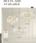 20'' Gold Crystal Chandelier,7-Tier Vintage Hanging lamp, Chandeliers for Dining Room Kitchen Island Bedroom Entryway, CC4215-7W-PG