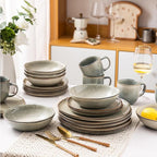 AmorArc Ceramic Dinnerware Sets,Handmade Reactive Glaze Stoneware Plates and Bowls Set,Highly Scratch Resistant | Dishwasher & Microwave Safe Dishes Set,Service for 4 (12pc)