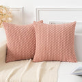 Kevin Textile Throw Pillow Covers Soft Corduroy Decorative Set of 2 Boho Striped Pillow Covers Pillowcases Valentines Day Farmhouse Home Decor for Couch Bed Sofa Living Room 26x26 Inch Baby Pink