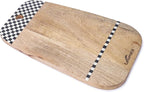 Mango Wood Oval Cutting Board Chopping Board, Cheese Board, and Charcuterie - Decorative Wooden Serving Board for Kitchen and Dining Room (Checkered Oval, 14x8 Inches)
