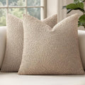 MIULEE 16x16 Inch Decorative Pillow Covers for Couch Bed Set of 2 Textured Boucle Neutral Winter Throw Pillows Khaki Accent Solid Cushion Pillowcases Sofa Livingroom Home Decor