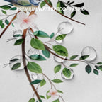 Green Leaves Birds Shower Curtain Hanging Vine Plant with Floral Shower Curtains for Bathroom Waterproof Polyester Fabric Bath Curtain 72 x 72 Inch with 12 Hooks