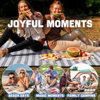 TigeJoy Extra Large Picnic Blanket Waterproof Foldable 80''x100'', Outdoor Picnic Mat Beach Blanket Sandproof for Park, Grass, Travel, Hiking, Camping Essentials, Gingham Picnic Blanket