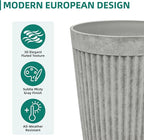 20" Vintage Resin Planters for Outdoor Plants, Gray Flower Pots with Handmade Fluted Texture, Weatherproof for Year-Round Indoor/Outdoor Use