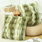 MADIZZ Pack of 2 Thick Plush Wool Throw Pillow Covers 20x20 Inch Green Soft Neutral Decorative Throw Pillows Accent Boho Cushion Covers for Couch Sofa Bedroom Pillow Shell