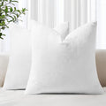 decorUhome Chenille White Throw Pillow Covers 16x16 Inch Set of 2, Decorative Soft Couch Pillow Covers Solid Dyed Accent Velvet Farmhouse Neutral Square Christmas Pillow Cases for Sofa Bed Living Room
