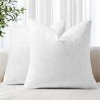 decorUhome Chenille White Throw Pillow Covers 16x16 Inch Set of 2, Decorative Soft Couch Pillow Covers Solid Dyed Accent Velvet Farmhouse Neutral Square Christmas Pillow Cases for Sofa Bed Living Room
