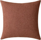 Jeneoo Ocher Decorative Square Thick Accent Terracotta Throw Pillow Covers Fine Textured Boucle Couch Cushion Case for Sofa Decor, Set of 1, 24 x 24 Inch