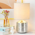 Lampwell Beno Small Table Lamp for Living Room as Bedside Table Lamp for Bedroom,Modern Ceramic Table Lamp,Kids Table Lamp,Night Table Lamp,Φ6.3×H11.81IN,Bulb Excluded,Grey Chrome Table Lamp
