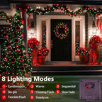 4 Pack 180FT Solar Christmas Lights Outdoor Waterproof, Super Bright 320 LED Solar String Lights with 8 Lighting Modes, Green Wire Twinkle Tree Light for Outside Xmas Party Decor (Red White and Green)