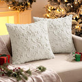 MIULEE Christmas Snowflake Decorative Throw Pillow Covers Set of 2,Soft Fluffy Faux Wool Winter Holiday Couch Pillows for Farmhouse Boho Home Decor Sofa Bed Porch Living Room 20x20 Inch Cream White
