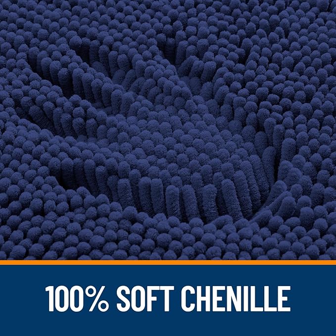 OLANLY Bathroom Rugs 30x20, Extra Soft Absorbent Chenille Bath Rugs, Rubber Backing Quick Dry, Machine Washable Bath Mats for Bathroom Floor, Tub and Shower, Home Decor Accessories, Twilight Sapphire