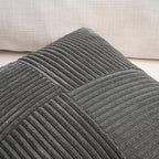 Fancy Homi 2 Packs Dark Gray Big Decorative Throw Pillow Covers 24x24 Inch for Couch Bed Sofa, Rustic Farmhouse Boho Home Decor, Soft Corss Corduroy Patchwork Accent Square Cushion Case 60x60 cm