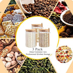 25 FL OZ Airtight Glass Jars with Bamboo Spoons Lids Overnight Oats Container Decorative Coffee Bar Food Storage Jar Cereal Nuts Salts Coffee Tea Flour Sugar Container Spice Jars
