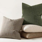 MIULEE Decorative Linen Check Euro Shams Throw Pillow Covers Neutral Farmhouse Vintage Christmas Pillow Covers 24x24 Set of 2 Boho Modern Home Decor for Sofa Couch Bedroom Cushion Dark Olive Green