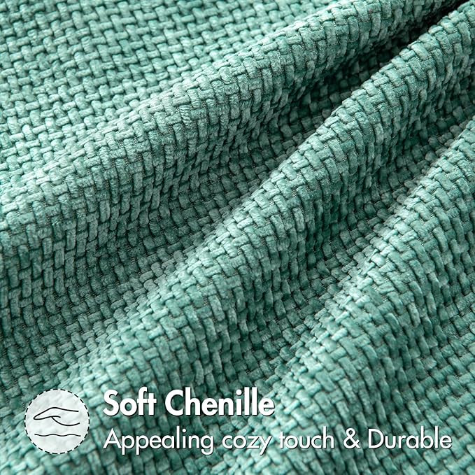 MIULEE Pack of 2 Couch Throw Pillow Covers 18x18 Inch Aqua Green Modern Boho Accent Decorative Pillow Covers Soft Chenille Farmhouse Cushion Covers for Home Decor Bed Sofa Living Room