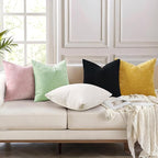 decorUhome Chenille Black Throw Pillow Covers 16x16 Inch Set of 2, Decorative Soft Couch Pillow Covers Solid Dyed Accent Velvet Farmhouse Neutral Square Pillow Cases for Sofa Bed Living Room