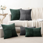 MIULEE Christmas Army Green Corduroy Pillow Covers Pack of 2 Boho Decorative Spliced Throw Pillow Covers Soft Solid Couch Pillowcases Cross Patchwork Cushion Covers for Living Room Bed Sofa 24x24 inch
