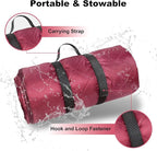 Waterproof Outdoor Blanket 82”X 55” Packable, Stadium Blankets for Camping with Quilted Fleece Lining, Large Windproof Emergency Throw Mat for Garss Picnic Hiking Road Trip, Machine Washable, Wine