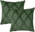 decorUhome Christmas Throw Pillow Covers 18x18 Inch Set of 2, Soft Plush Faux Fur Wool Forest Elf Couch Pillow Covers, Decorative Neutral Pillow Cases for Bed Sofa Living Room Home Decor
