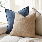 Foindtower Pack of 2 Textured Boucle Throw Pillow Covers Accent Solid Pillow Cases Cozy Soft Decorative Couch Cushion Case for Chair Sofa Bedroom Living Room Home Decor, 18 x 18 Inch,Camel