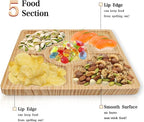 WILLKOMMEN Wood Divided Serving Tray, 11'' Square Tray Chip and Dip Platter, Serving Tray with 5 Sections for Appetizers & Snacks, Veggie Platter, Food Trays for Party