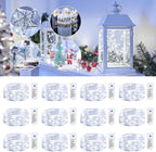 Minetom 12 Pack Fairy Lights Battery Operated String Lights, 8 Modes & Timer, 7ft 20LED White Waterproof Silver Wire Twinkle Lights, Firefly Starry Moon Lights for Mason Jars DIY Christmas Wedding