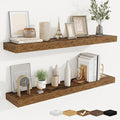fuqing Floating Shelves for Wall, Wall Mounted Wood Floating Shelf with Invisible Brackets for Living Room, Bathroom, Bedroom, Kitchen Storage and Decor, 40 Inch Set of 2, Rustic Brown