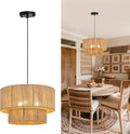 18 Inch Large Rattan Woven Pendant Light, Boho Farmhouse Hanging Chandelier Lamp Fixture, Natural Wicker Jute Lighting for Dining Room, Kitchen Island, Living Room, Table, Entryway, Foyer
