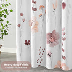 QiyI Extra Long Shower Curtain 72 x 84, Modern Watercolor Floral Shower Curtain, 3D Embossed Texture Pink Brown Flower Cloth Bathroom Curtain, Waterproof Fabric Farmhouse Bath Curtain Set with Hooks