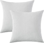 Mecatny Corduroy Decorative Throw Pillow Covers 16x16 Set of 2 for Sofa Living Room, Soft Neutral Boho Couch Pillow Covers for Home Decor, Grey