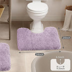 Walensee Contour Rug (20x24, Lavender) Non Slip Bath Mat for Bathroom Water Absorbent Soft Microfiber Shaggy Mat Machine Washable U Shape Toilet Rug