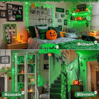 JMEXSUSS 2 Pack Green Fairy Lights Battery Operated, Total 200 LED 66ft Twinkle String Lights with Remote, 8 Modes Halloween Lights for Tree Wreath Fireplace Indoor Outdoor Xmas Halloween Decor