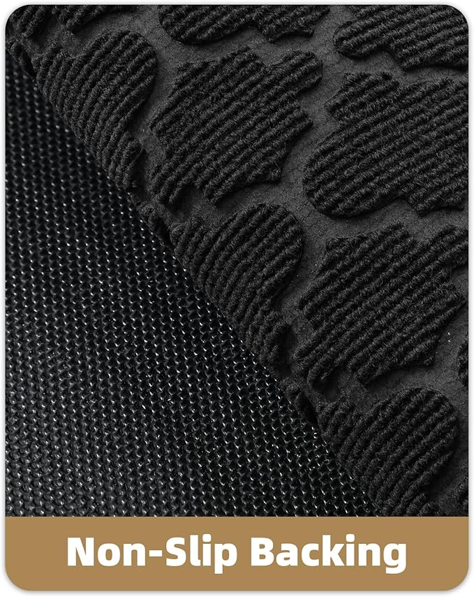 Color&Geometry Front Door Mat Outside Entrance, Heavy Duty Non Slip Low Profile Doormat for Entryway, Trap Dirt and Moisture Welcome Mats All-Weather, Easy Clean, Patio, Garage, 24"x48" Black