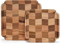 Wood Serving Trays - Set of 2 Square Serving Platters, Wooden Decorative Board Charcuterie Boards for Serving Breakfast Dinner Appetizers Coffee BBQ Party (1 x 9.6 in, 1 x 7.8 in)