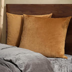 PHF Super Soft Velvet Euro Sham, 26"x 26",No Insert, 2 Pack Color Gradient Euro Pillow Covers, Ultra Cozy Pillow Covers for Luxurious Home Decorative, No Shedding, No Pilling, Brownish Camel