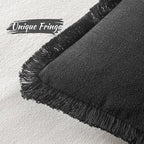 MIULEE Decorative Lumbar Throw Pillow Covers Neutral Linen Fringe Throw Pillows Set of 2 Black Boho Farmhouse Cushion Covers with Tassels for Couch Sofa Bed Living Room Spring Home Decor 12x20 Inch