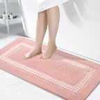 Pink Bathroom Rugs 24x47, Non Slip Washable Bath Mats,Super Soft Microfiber Bathroom Runner, Plush Fluffy Absorbent Bath Rugs for Sink Tub Basin Shower Floor
