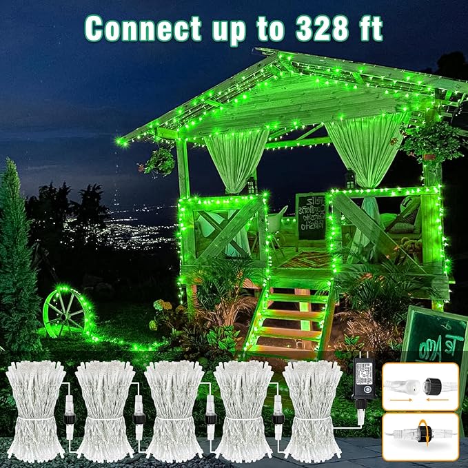 66FT 200 LED Christmas Lights Outdoor, Plug in Christmas String Lights Indoor, Waterproof & 8 Modes & Timer Function, Connectable Fairy Twinkle Light for Bedroom Room Yard Christmas Decor, Green