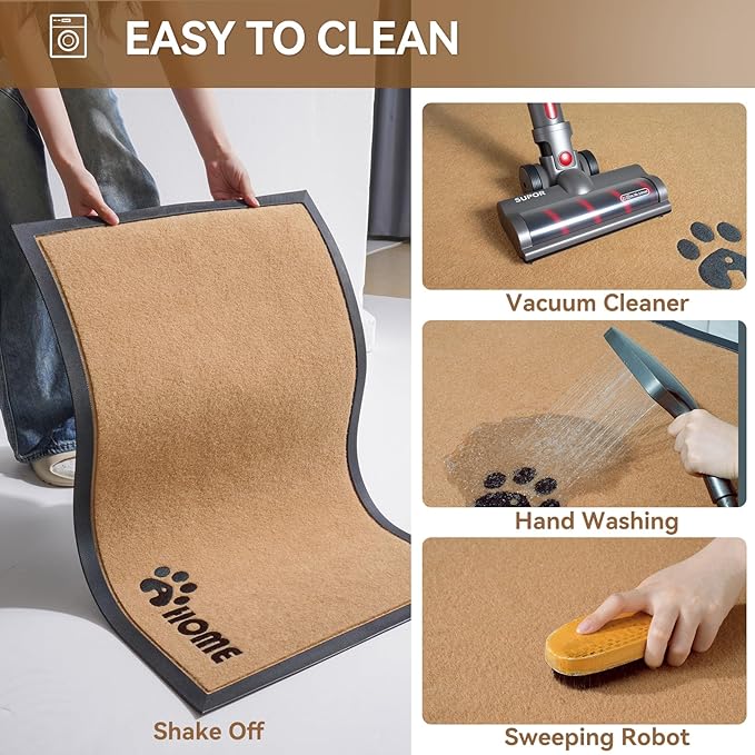 Dirt Trapping Outdoor Welcome Mats, 17x30 Durable Non-Slip Door Mat Outside Entrance, Low Profile Easy Clean Doormat for Patio Porch Front Indoor Entryway, Brown