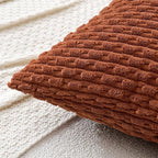 MIULEE Burnt Throw Pillow Covers Soft Corduroy Decorative Set of 2 Boho Striped Pillow Covers Pillowcases Farmhouse Home Decor for Couch Bed Sofa Living Room 18x18 Inch